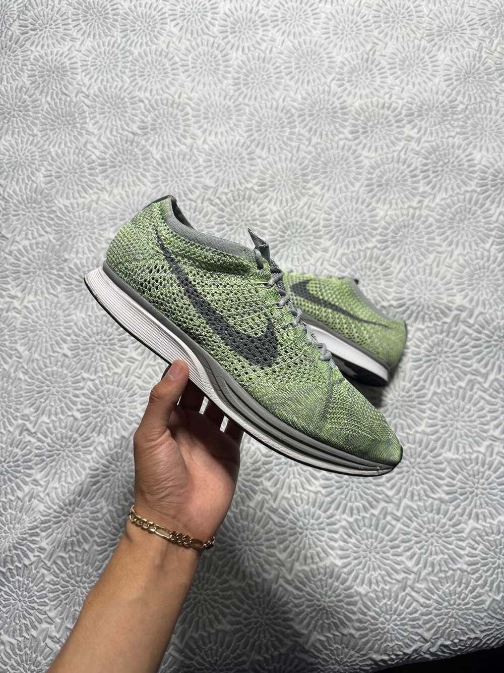 Nike Flyknit Racer Men's Size 13 Running Shoes Pistachio Green 526628-103